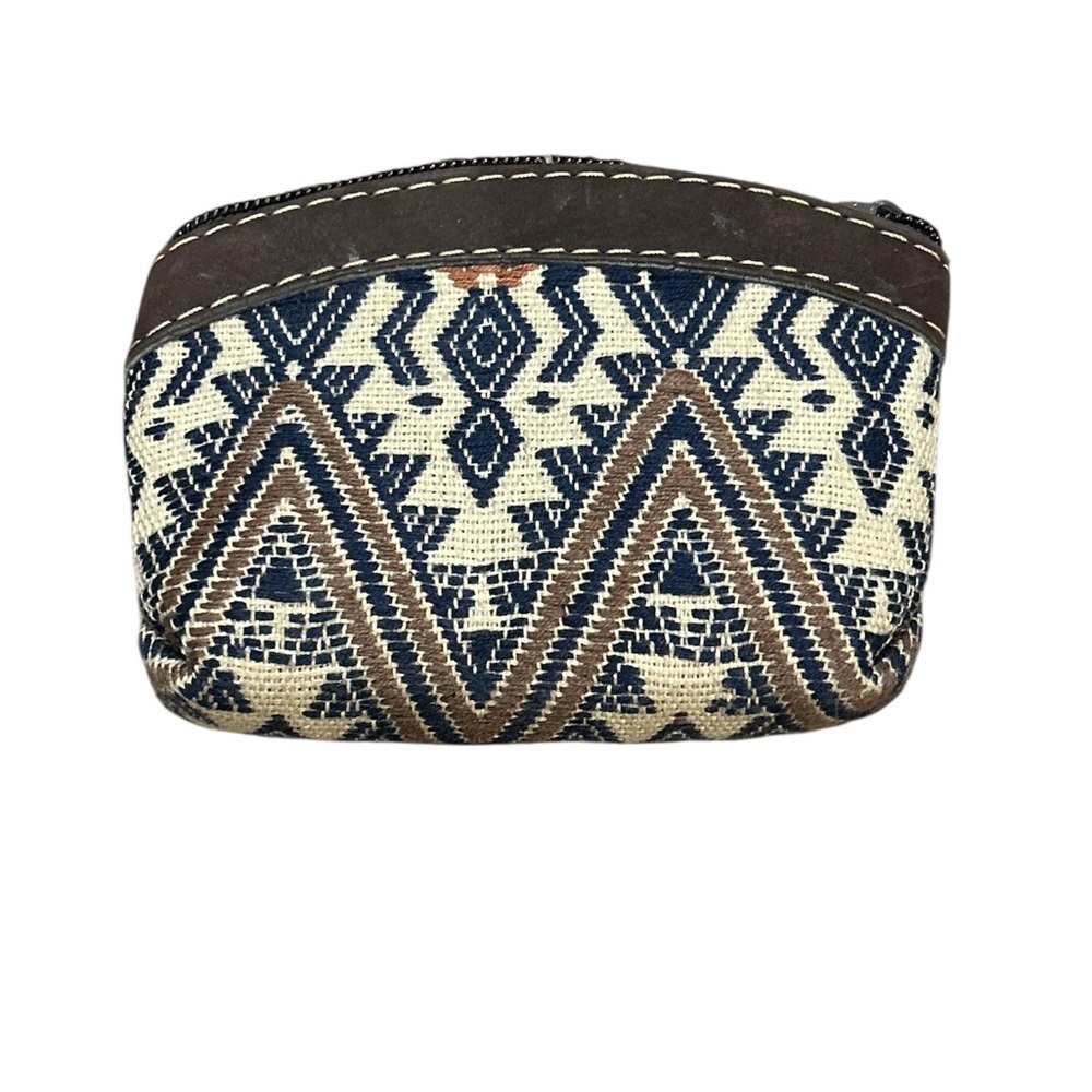 Guatemalan leather and huipile change purse - Picture 2 of 4